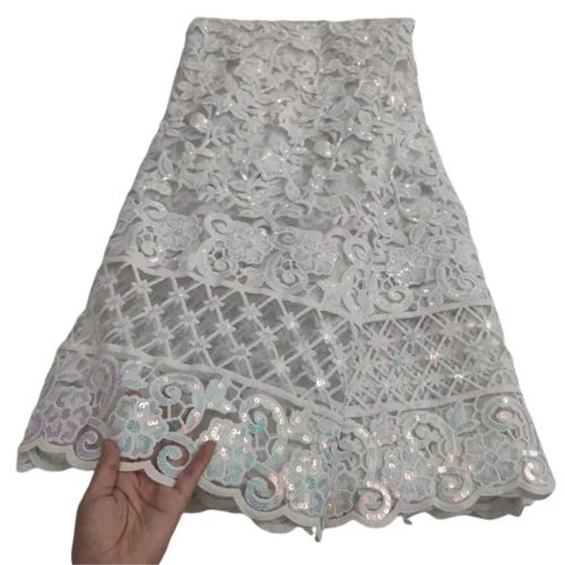 White Nigerian Mesh Net Lace Fabric African Sequins High Quality French Tulle Yellow with | Дом и сад