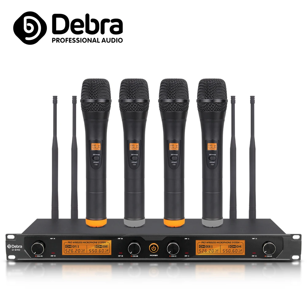 Высокое качество! Все металлические Debra аудио D-240 4 канала 4 ручной UHF беспроводной микрофон системы для речи караоке Вечерние