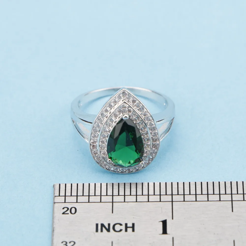 

.Green Cubic Zirconia 925 Sterling Silver Jewelry Sets For Women Bracelets/Earrings/Rings/Pendant/Necklace
