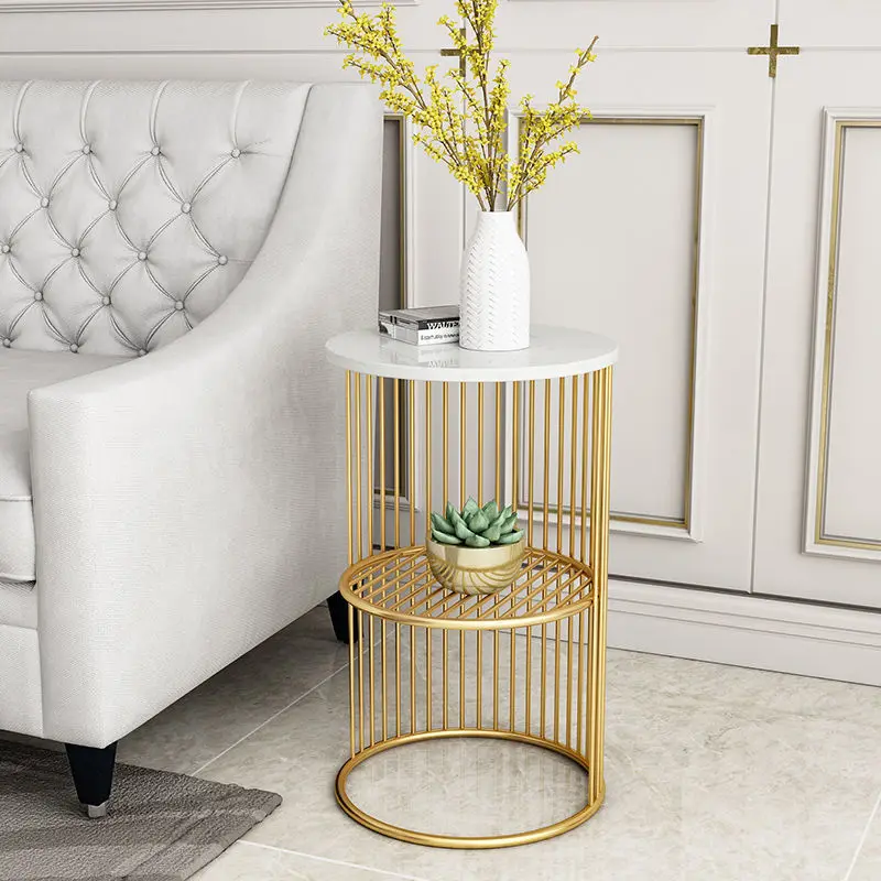 

INS Modern Luxury Coffee Table Living Room Furniture Iron Side Table Creative Golden Marble Coffee Table Next To The Sofa Table