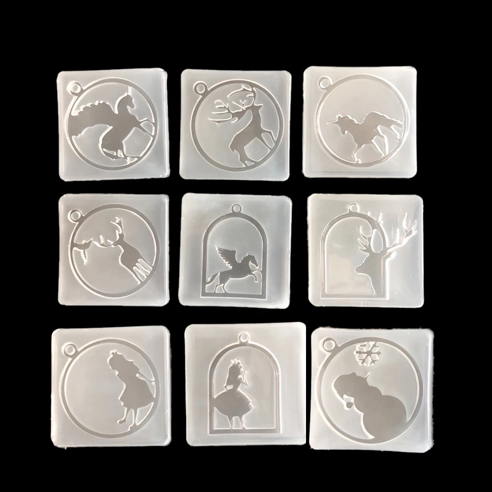 horse unicorn Deer girl snow Silicone Mold for jewelry frame pendant Resin Silicone Mould handmade UV epoxy resin molds craft