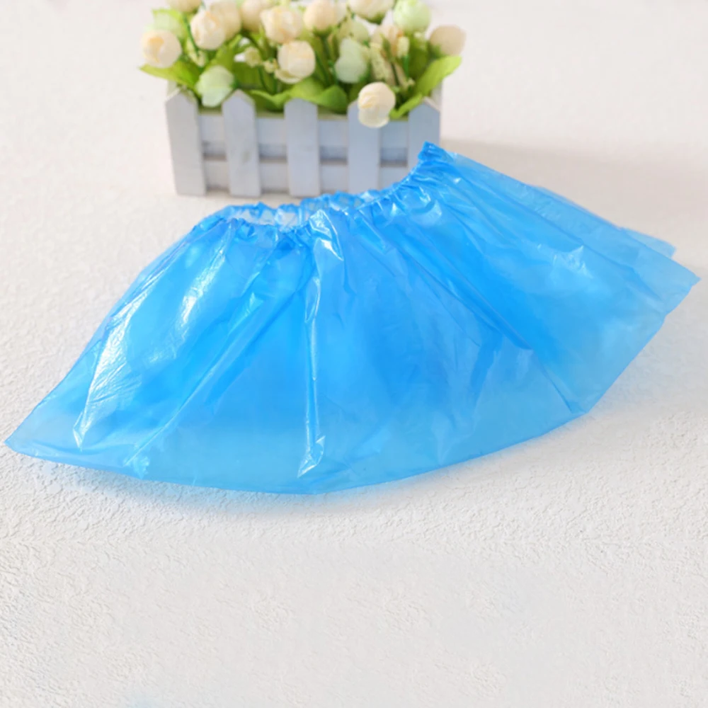 

100 Pcs/Pack Waterproof Boot Covers Plastic Disposable Shoe Covers Elastic Protective Homes Overshoes