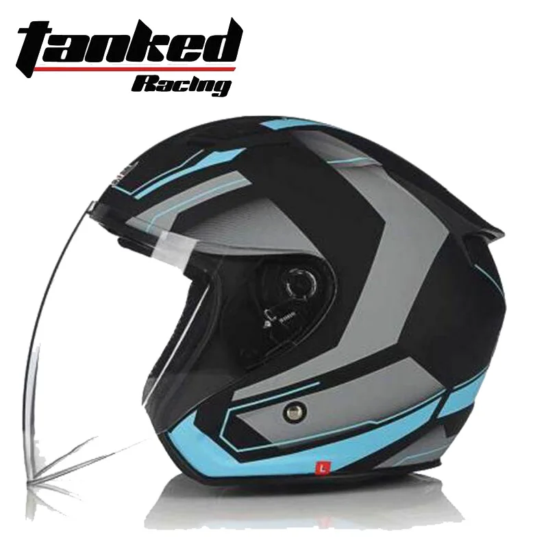 

2019 New Knight protection Tanked Racing Half Face Motorcycle Helmet ABS Motorbike Helmets PC Lens Visor Four seasons universal
