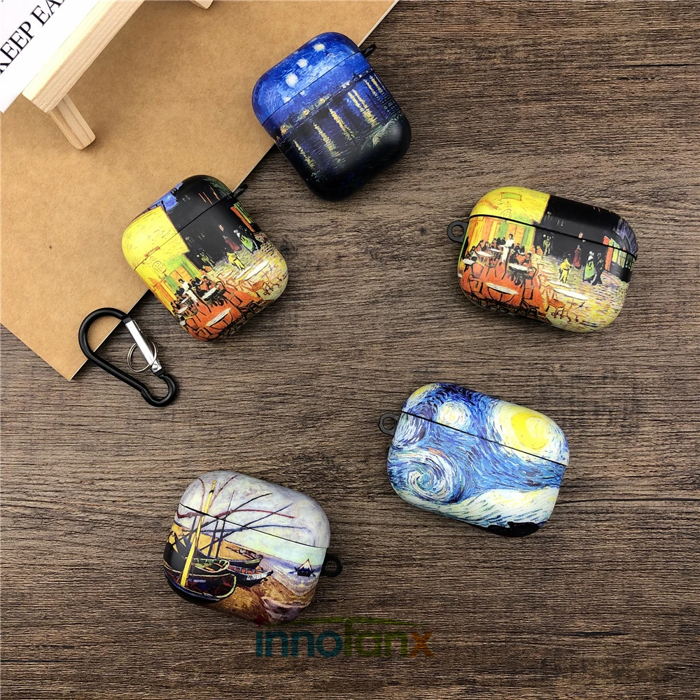 Роскошный чехол Ван Гога Звездное небо картина маслом для Airpods 3 2 1 Твердый из ТПУ