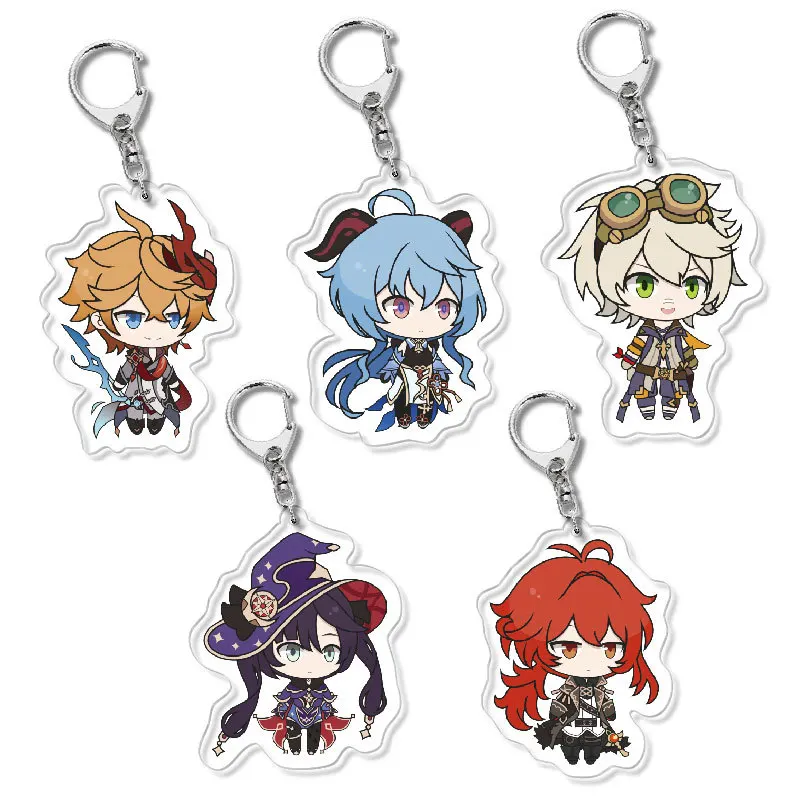 

Anime Genshin Impact Cosplay Keychain Kazuha Ayaka Yoimiya Sayu Eula Rosaria Cute Character Car Pendant Fans Collection Props
