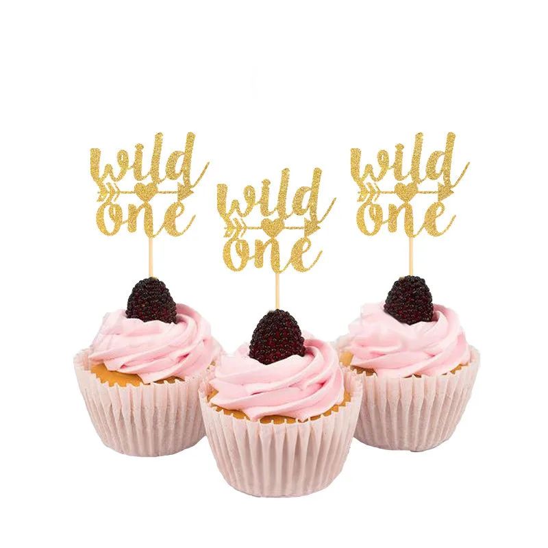 Топперы для капкейков золотистые блестки Chicinlife | Дом и сад