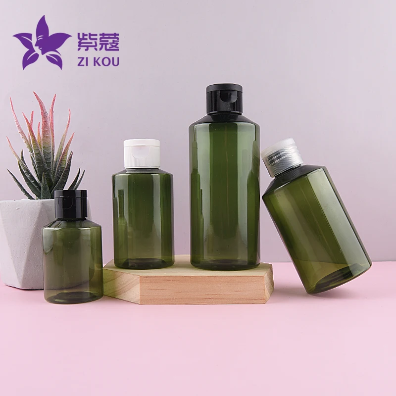 Лидер продаж недорогая дорожная бутылка 5 шт. 50 мл 100 150 200 зеленая с открытым