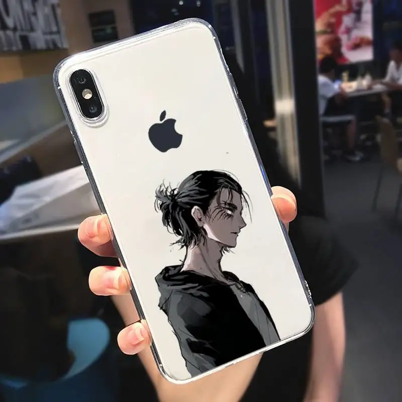 

Attack on Titan Eren Jaeger anime Phone Case Transparent soft For iphone 5 5s 5c se 6 6s 7 8 11 12 plus mini x xs xr pro max