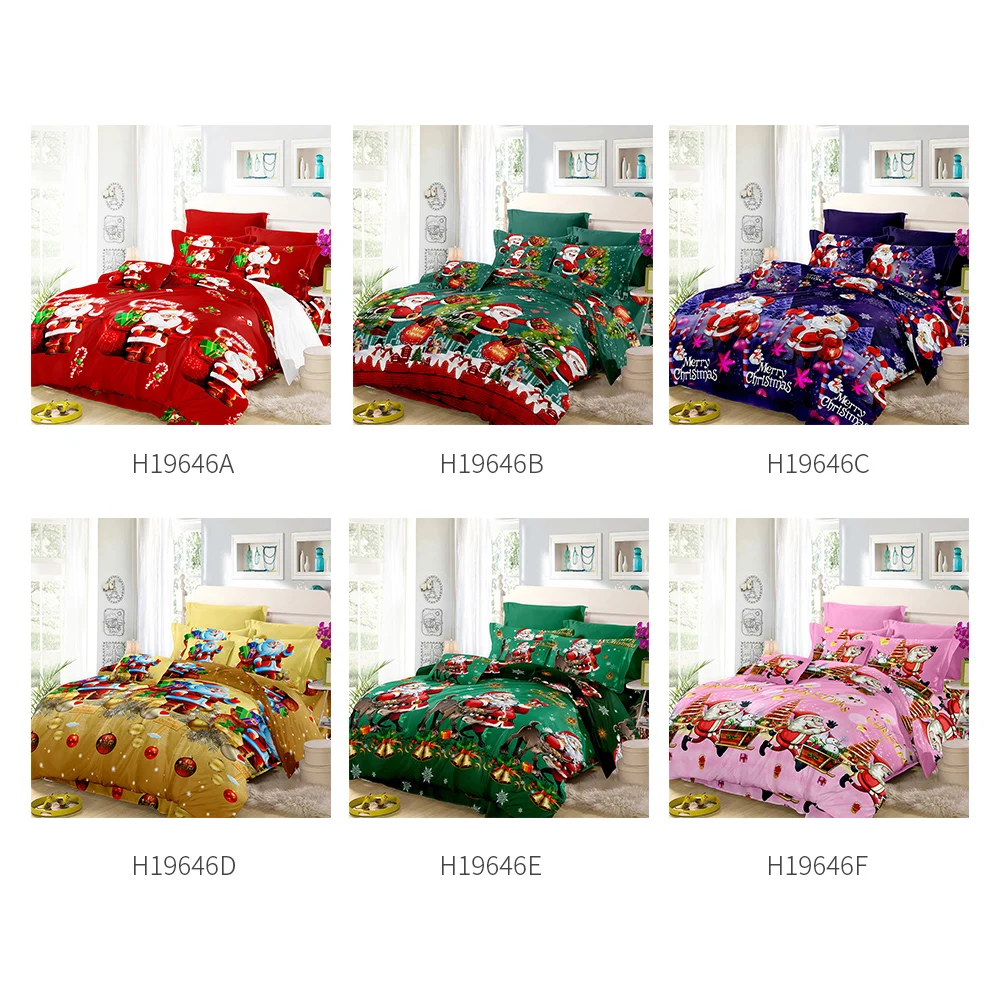 

Christmas Santa Bedding Set Polyester 3D Printed Duvet Cover with 2pcs Pillowcases + Bed Sheet Set Christmas Bedroom Decorations