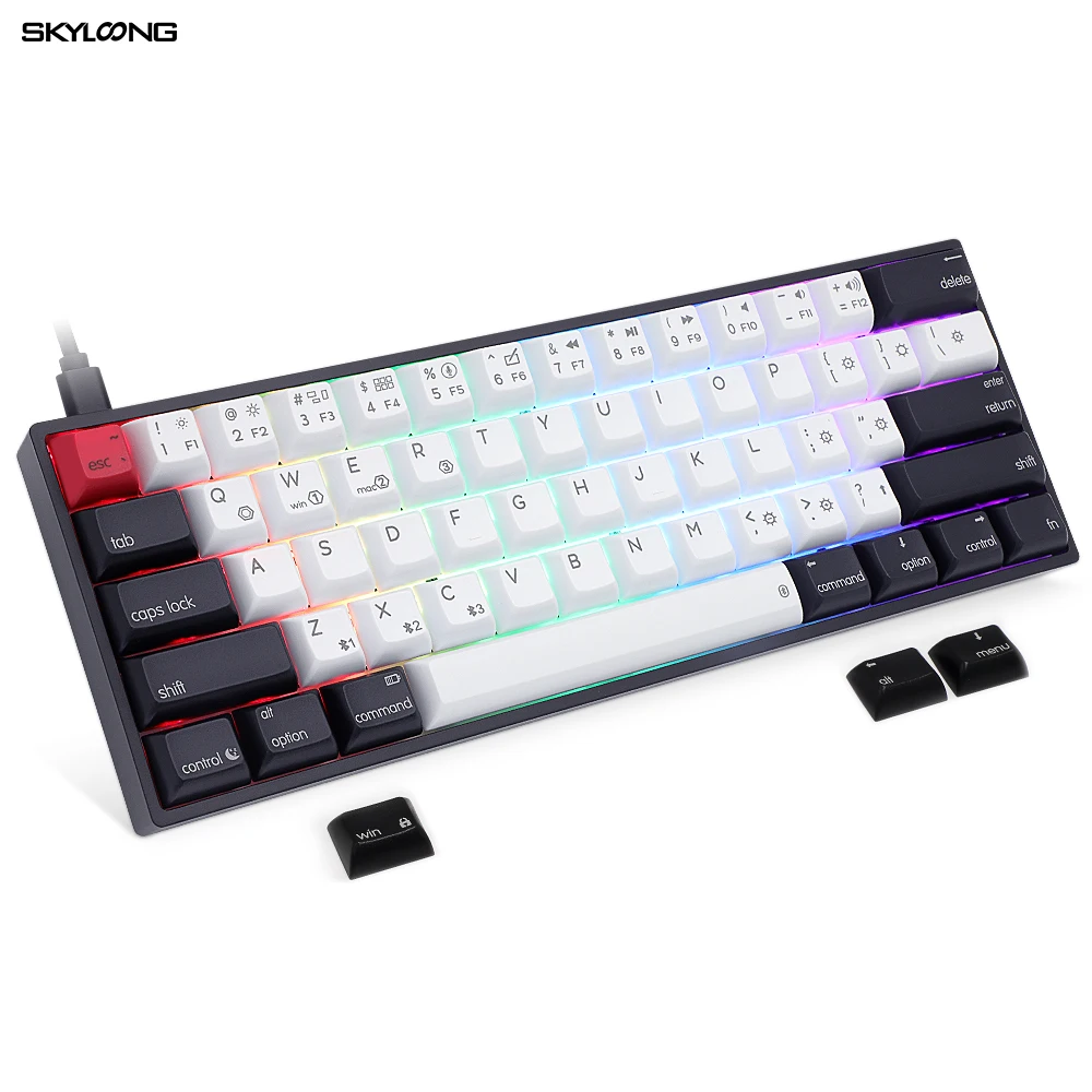 Skyloong AK61s Mini Teclado Mechanical Keyboard Stepped Keycap Gateron Yellow Pc Gamer 60% Gk64xs Bluetooth Dual-Mode Version