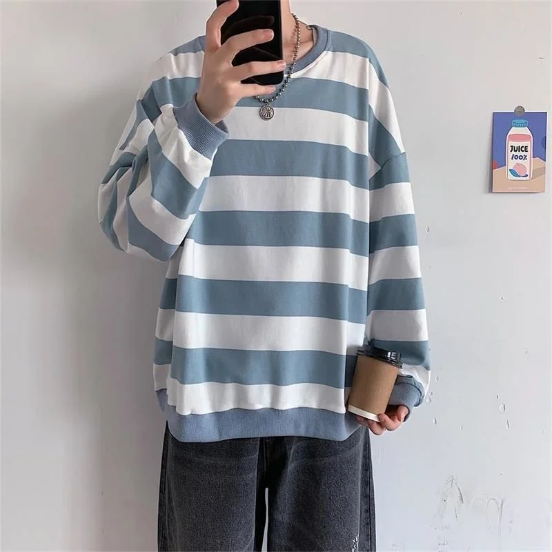 

Hoodie Striped Oversized Cotton Men Women Autumn Winter Streetwear Sweethearts Outfit Sport Tidal Current College Hip Hop Best