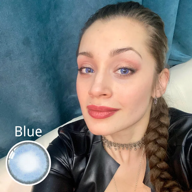 Цветные контактные линзы UYAAI 2 шт./пара цветные для глаз ежегодные синие