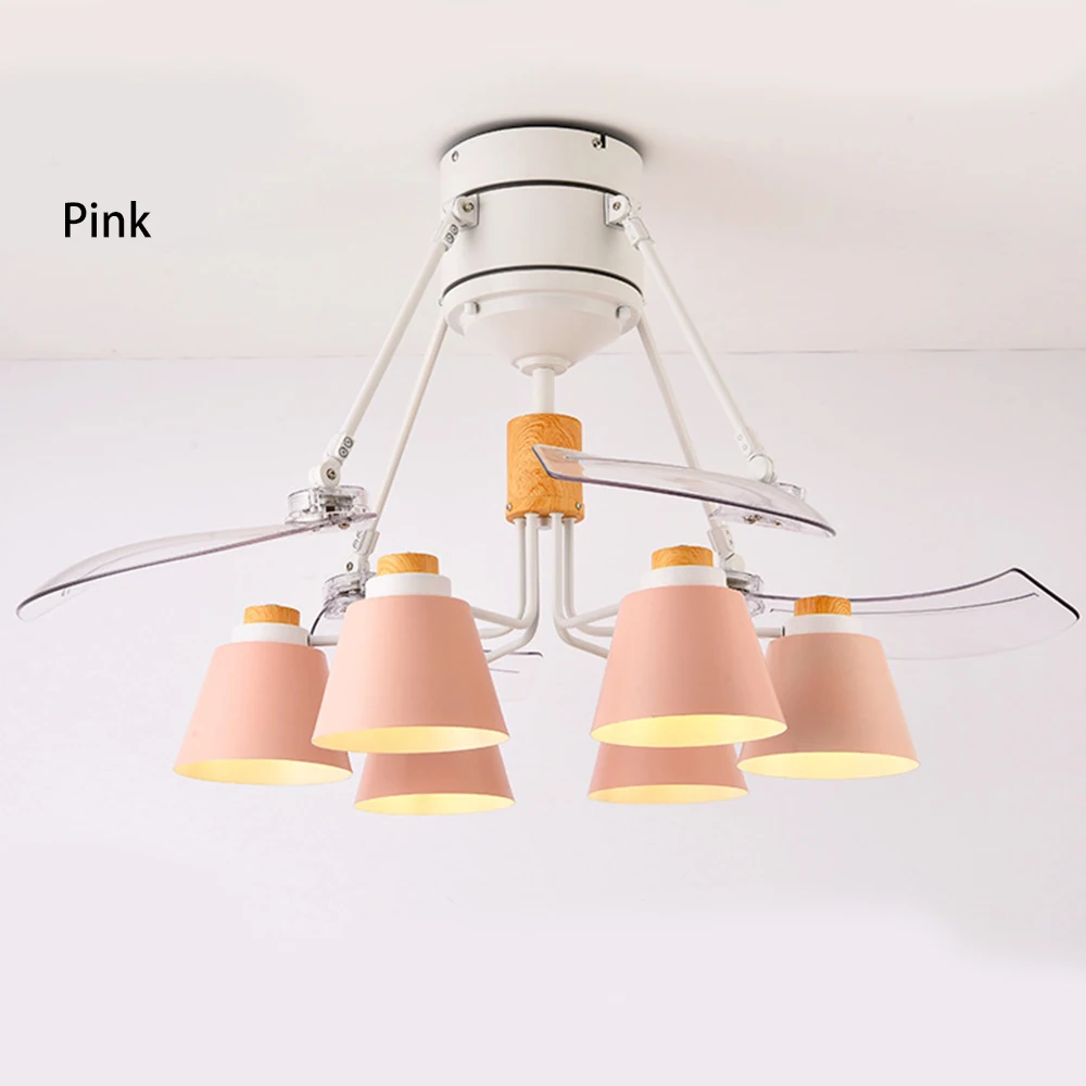 pink Современный E27 модные легкие туфли на бесшумный потолочный вентилятор лампа 48-дюймовый вентилятор ABS лист творческая гостиная столовая Спальня, декоративные лампы - Blade Color: pink