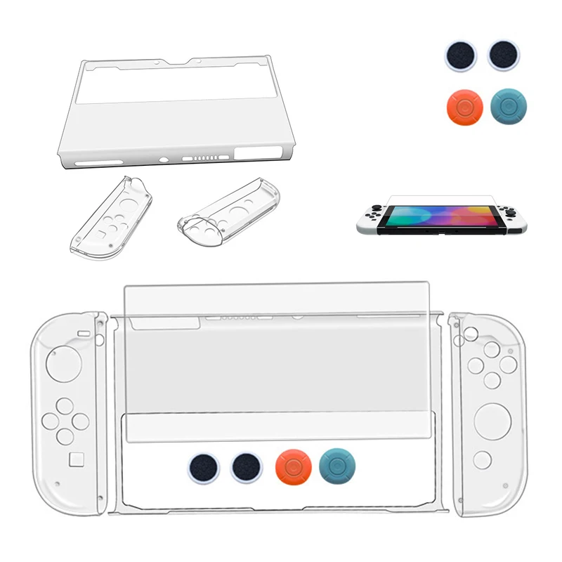 Switch OLED Protective Shell Case Cover NS Joycon Controller PC Tempered Glass 9H HD Screen For Nintendo Switch Accessories