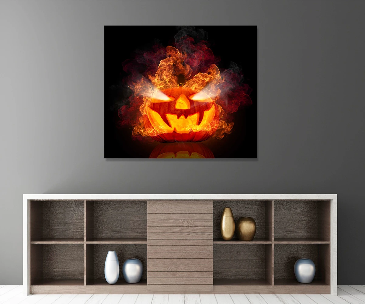 

Firing Pumpkin Halloween Gift Framed LED Induction Light Painting Wall Pictures for Living Room Canvas Wall Art Pictures