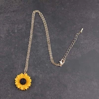 zwpon fashion resin sunflower necklace for women summer sweet girl flower choker collar necklace jewelry wholesale