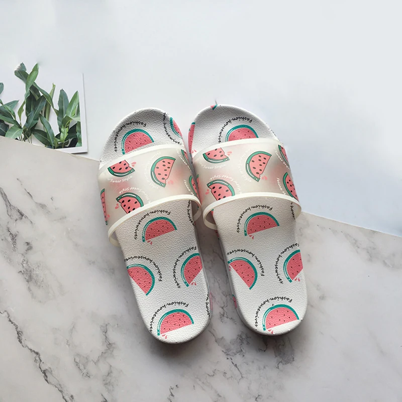 

Cartoon Fruit Women Slippers Watermelon Banana Home Slippers Summer Sandals Slides Women Shoes Flip Flops Sandalias Mujer