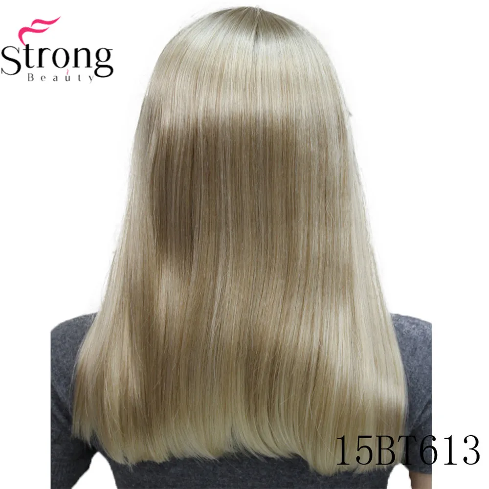15BT613 StrongBeauty Женские синтетические парики волосы черный/Блонд длинные прямые аккуратная челка стиль Natura парик волосы - Цвет: 15BT613
