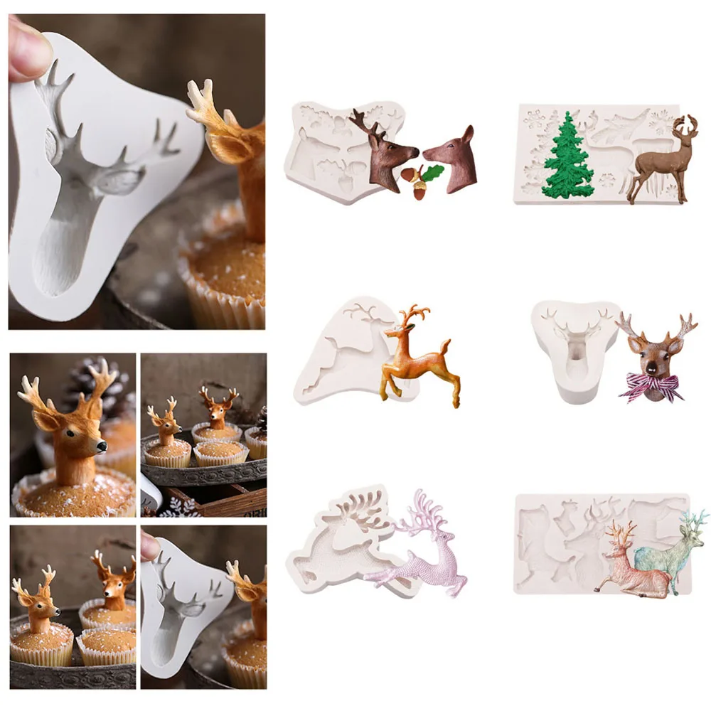 Силиконовая Рождественская елка олень снеговик снежинка сосновый конус резак