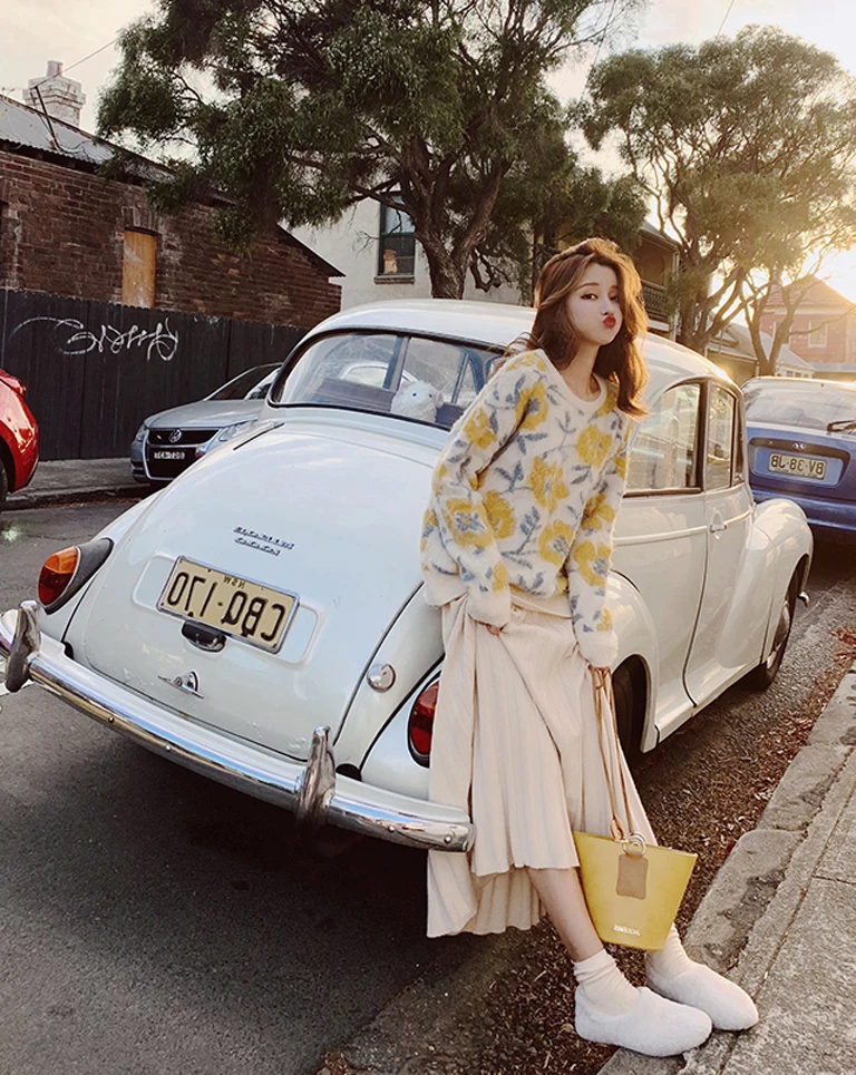 Комплект из двух предметов осень весна женский элегантный свитер пуловер +