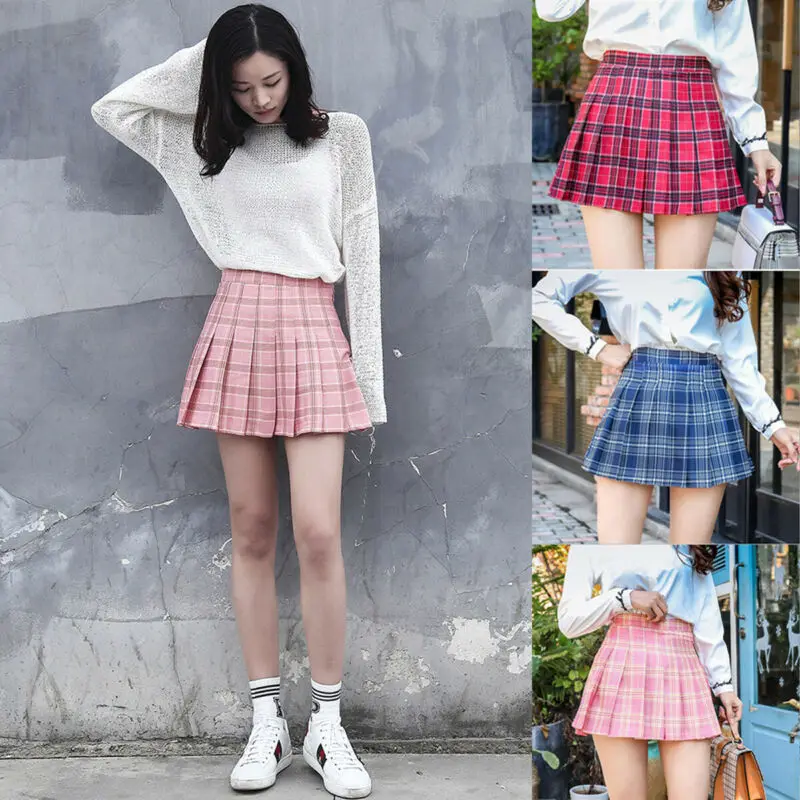 Модная Мини плиссированная юбка Повседневная Свободная клетчатая новая