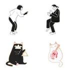 Эмалированные значки Pulp нимация Броши кошка лацкан заколки для рюкзака Женская значок аниме Готическая заколка металлическая мини-брошь ювелирные изделия для мужчин