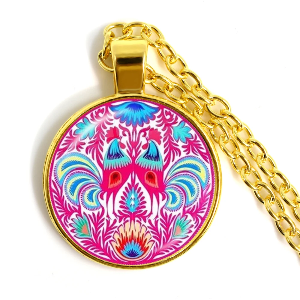 Ожерелье с кулоном в этническом стиле 25 мм стеклянный кабошон этническим