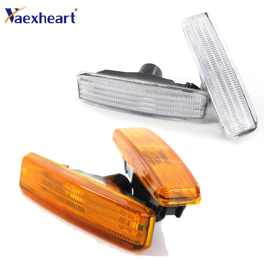 

2 Pack Clear Len Front Side Marker Lamps with LED Lights for BMW E39 5 SERIES 1997-2003 Bumper 9.4x4x4cm Repace 63148360589