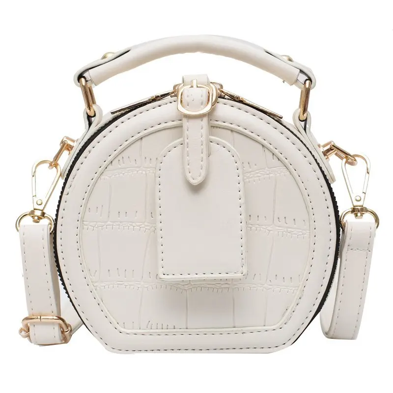 

Round Stone Pattern Solid Color Simple PU Leather Crossbody Bags for Women 2020 Summer Travel Mini Shoulder Handbags