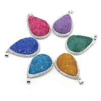 natural stone gem drop shaped multi color crystal cluster pendant handmade crafts diy necklace jewelry accessories gift making