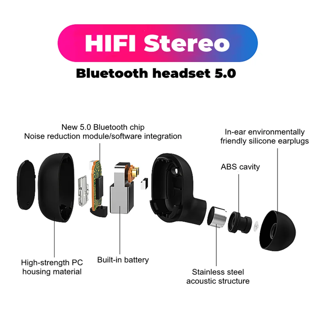 a6s tws bluetooth headset wireless 5 0 game earphone sport in ear with mic charging case for tablet huawei xiaomi universal free global shipping