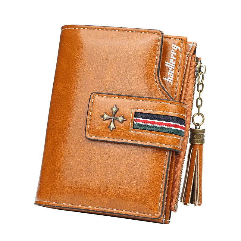 

New personalized high quality lady's wallet fashion tassel zipper lady's short wallet bank card clip zero wallet