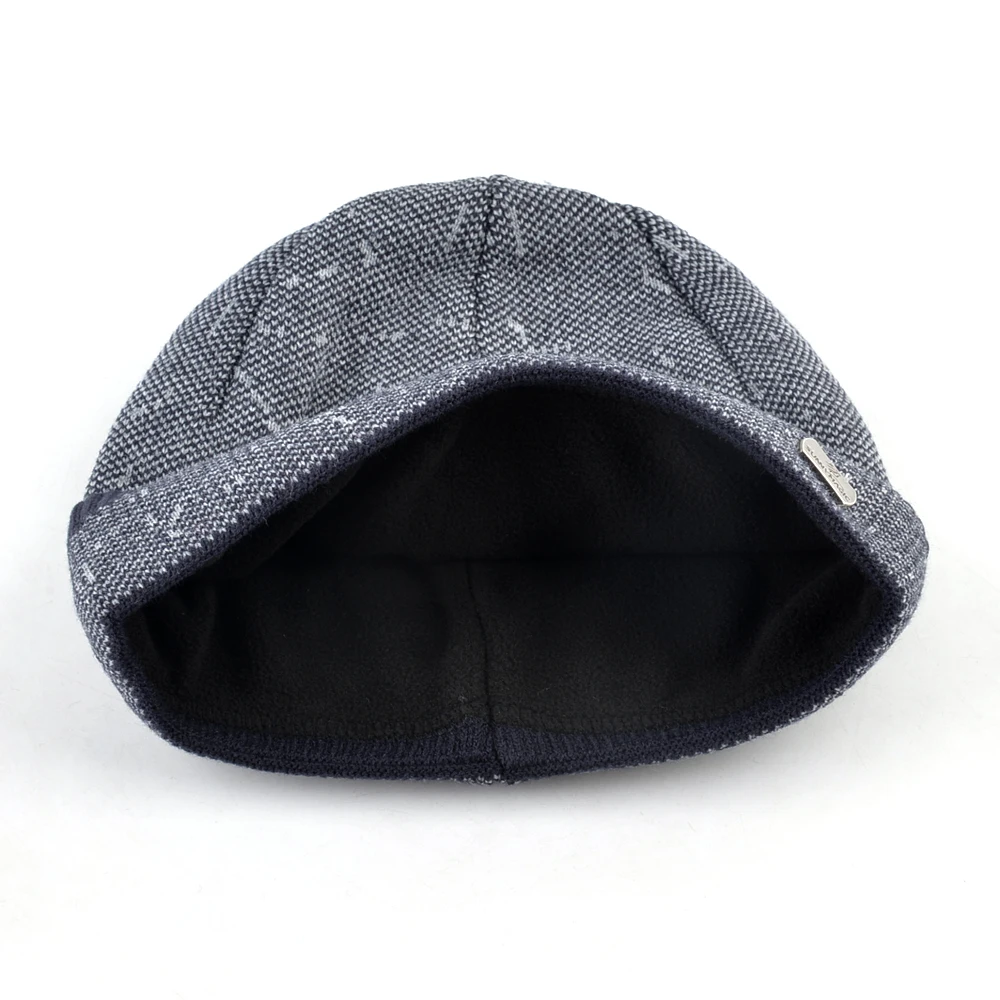 Зимние теплые вязаные облегающие шапки мужские Модные с разноцветным рисунком