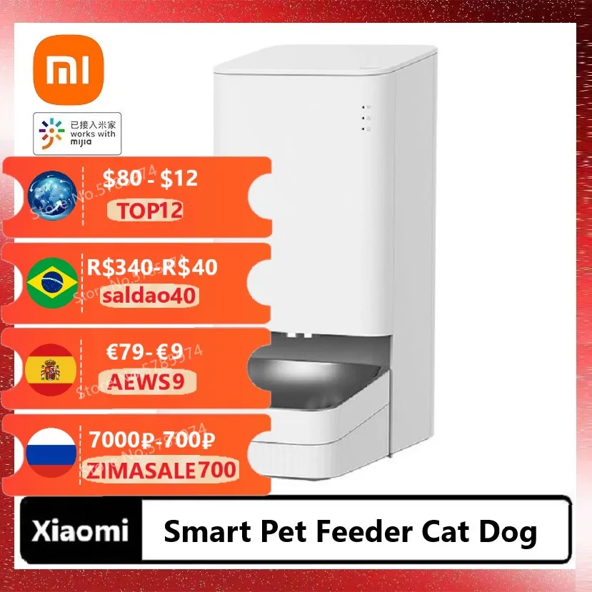  Новый Умный питатель для домашних питомцев Xiaomi с дистанционным голосовым управлением для кошек и собак, автоматическая подача обычных количественных данных с приложением Mijia