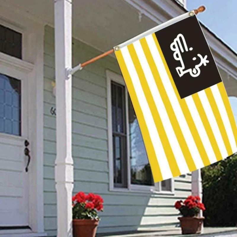 90*150 см желтый и белый полосатый флаг США Полиция Синий тонкий синий красный