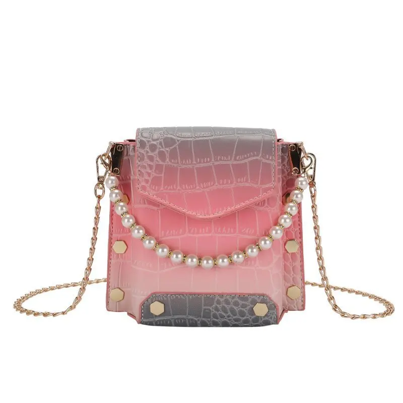 

2021 Summer New Chain Pearl Stone Pattern Crossbody Korean Style Crossbody Shoulder Beach Bag Tide