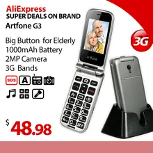 Téléphone portable à clapet Artfone 3G, écran de 2.4 pouces, Original, grand bouton, pas cher, smartphone à clapet  (3)