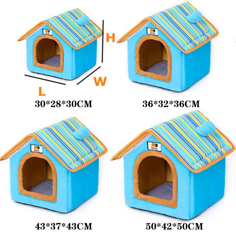 Складная полосатая кровать Smartpe для домашнего питомца мягкая зимняя теплая домик