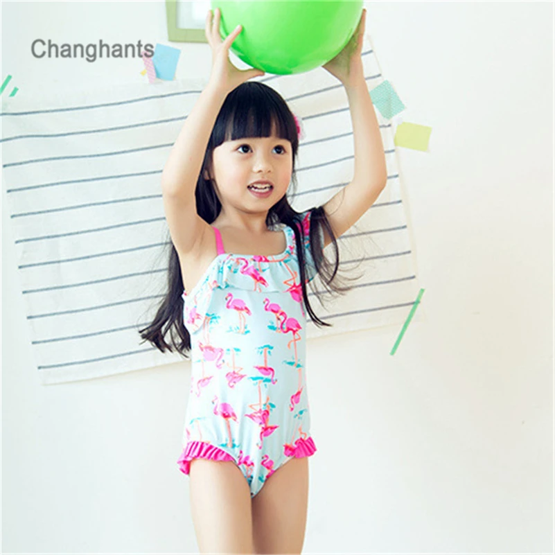 Купальный костюм для девочек 1 шт. светильник голубой с рисунком фламинго детей 14