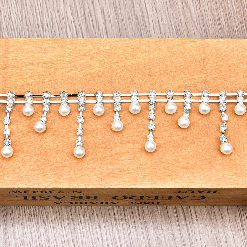 1 ярд/5 ярдов/лот жемчужные Кристаллы Стразы цепочка отделка свадебное