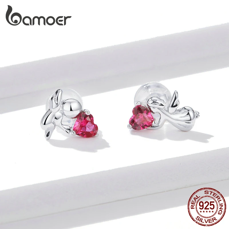 Женский серебряный гвоздик в виде ангела на День Матери|Серьги-гвоздики| |