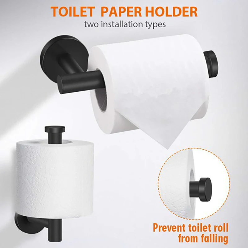 

Bathroom Hardware Accessories Set 6-Piece Brushed Metal Elegancy 18-Inch Towel Bar,Toilet Paper Holder, Robe Towel Hooks