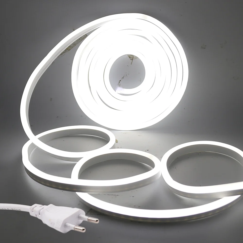 LED Strip EU 220V Neon Flex Rope Light Waterproof Outdoor Lighting 2835 120LEDs/m Ribbon Tape Flexible LED Neon Strip Night Lamp