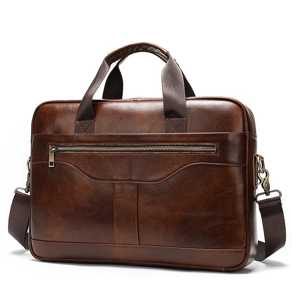Mens Briefcase Genuine Leather Bag Men Shoulder Messenger Office Bags Black Brand Business Laptop Bag High Quality Male Handbag