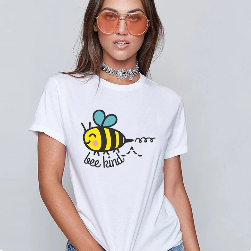 BEE kind Print t shirt for women 2020 new fashion tshirt femme Camiseta dibujos animados O-Neck vogue |