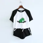 Женские летние шорты, костюмы, женские модные шорты с коротким рукавом и карманами с животным принтом, домашний спортивный комплект, пижама для женщин