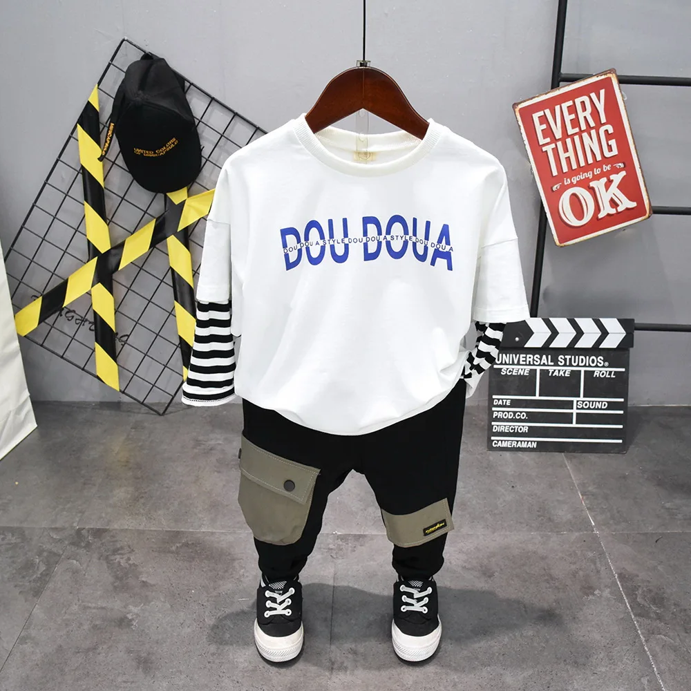 

Children Toddler Baby Kids Boys Clothes Sets Spring Autumn Cute Boys T-Shirt + Pants Outfits Boys Clothes Sport Suits 2-7years
