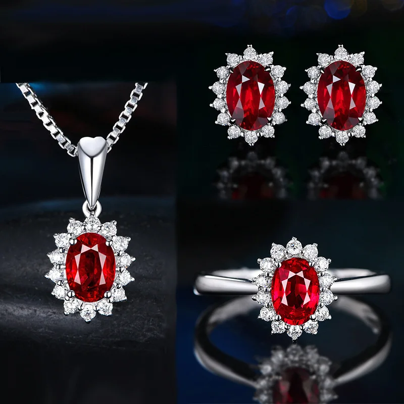 Ожерелье + серьги кольцо из серебра 925 пробы