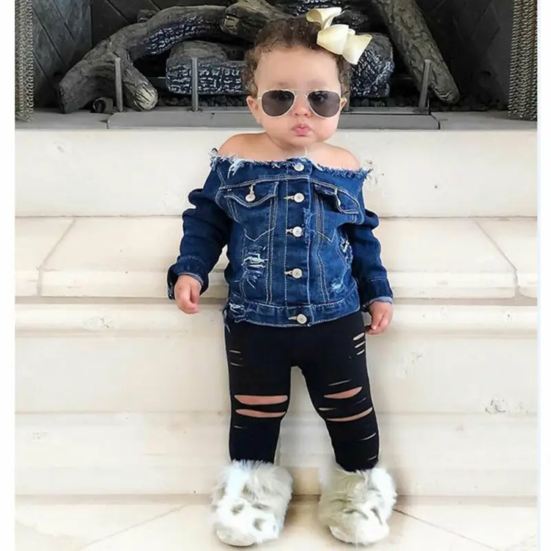 Милая Модная Джинсовая куртка для новорожденных девочек на весну и осень топы с