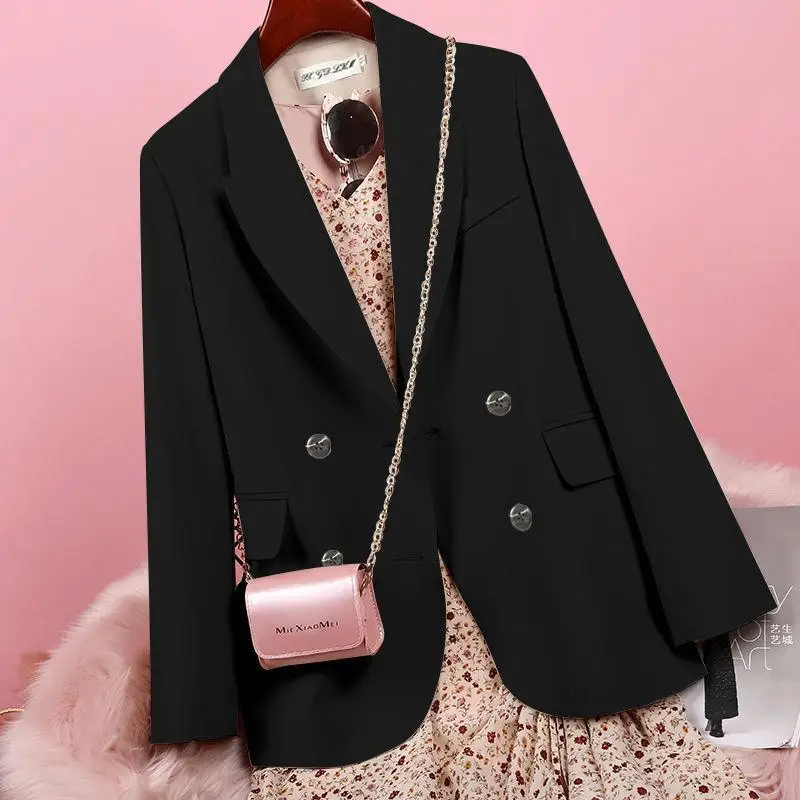 

casual Net red fashion short Blazer Jacket Women's spring and autumn 2021 loose double breasted small suit women's top